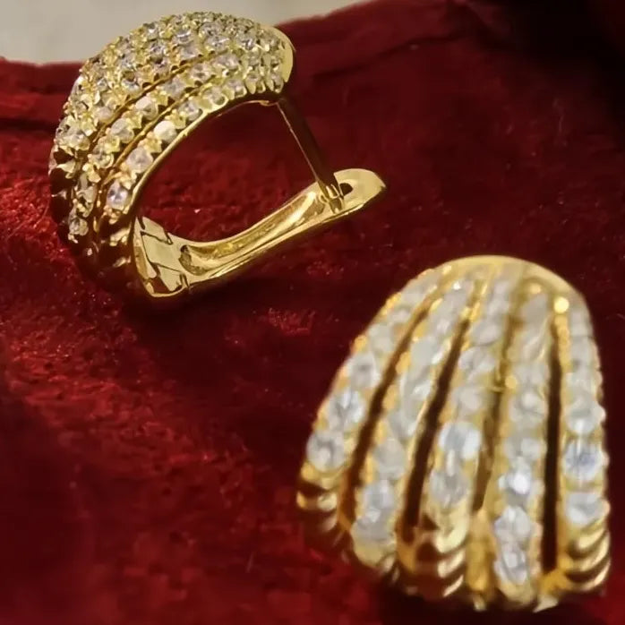 Geometric Claw Shaped Cubic Zirconia Hoop Earrings Brass Alloy Women