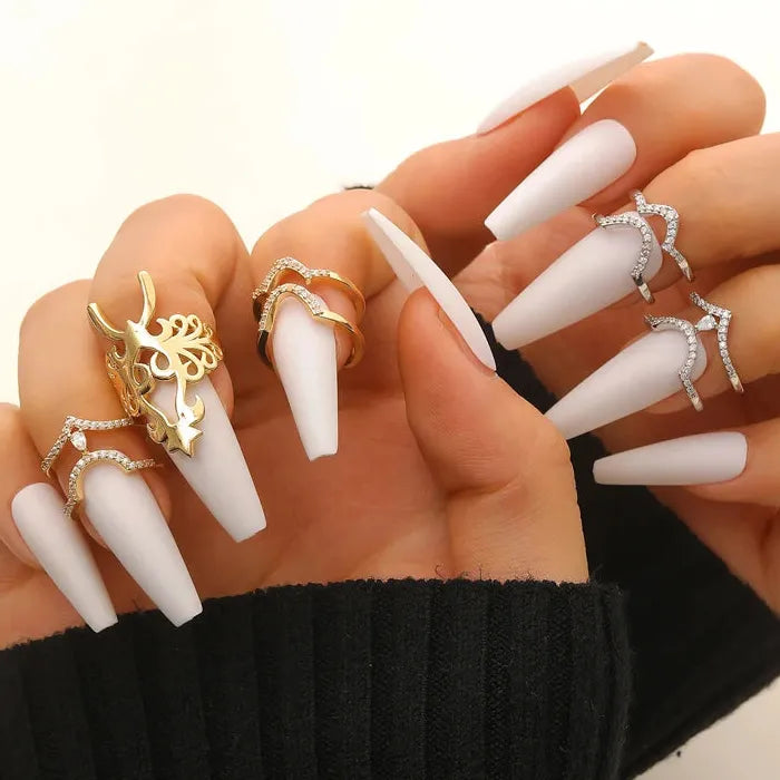 Adjustable Zircon Copper Nail Open Ring for Women Vintage Trendy Jewelry Gift