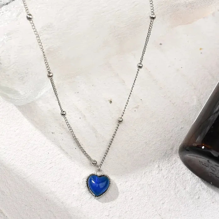 Mood Heart Necklace Color Changing Pendant Stainless Steel Jewelry for Women