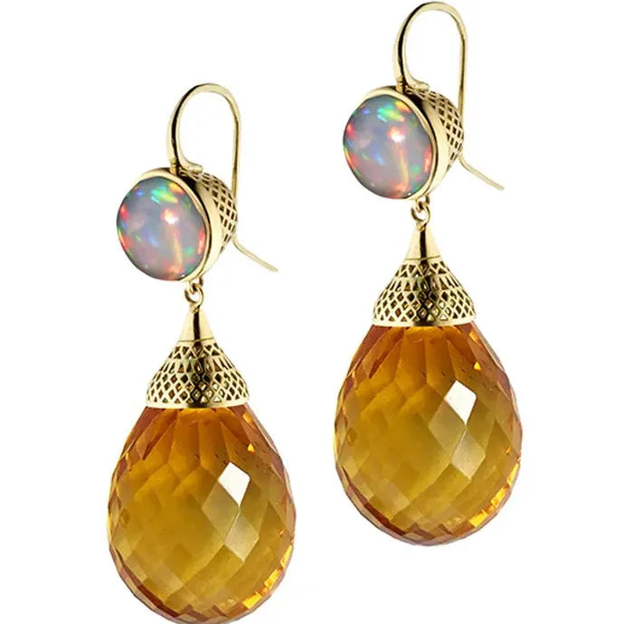 Elegant Round Multi-Color Synthetic Gemstone Pendant Earrings Zinc Alloy Jewelry