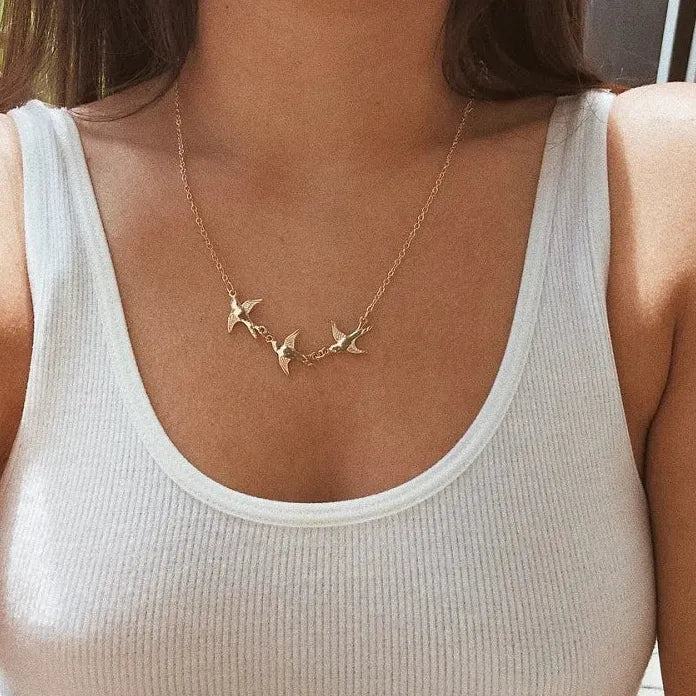 2025 Swallow Pendant Necklace for Women Girls Punk Hip Hop Fashion Jewelry