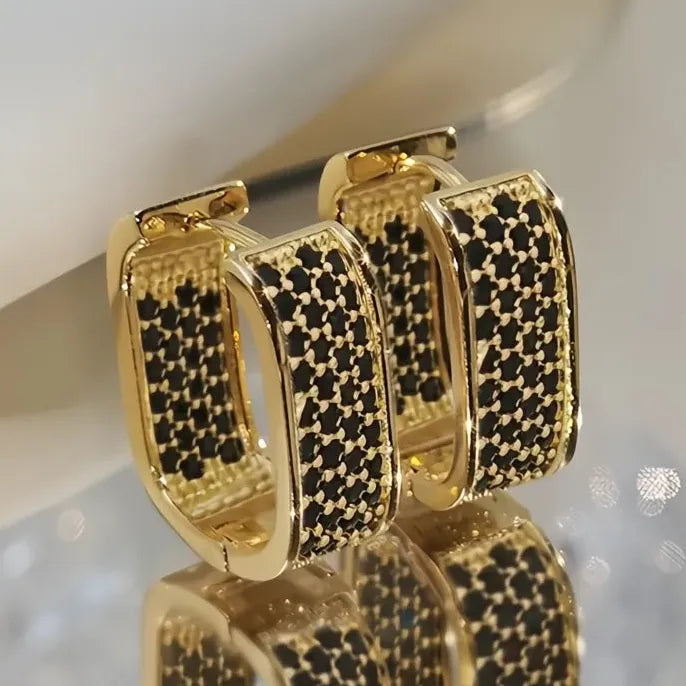 Bling Bling Cubic Zirconia Hoop Earrings for Women Luxury Gold Silver Fashion Jewelry