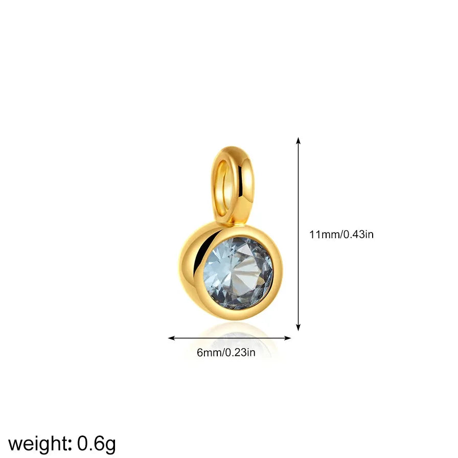Multicolor Crystal 12 Month Birthstone Pendant Charm for Women Stainless Steel Gold Jewelry