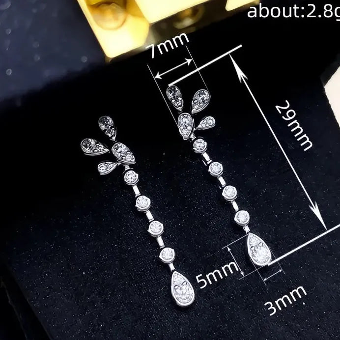 Women's Geometric Cubic Zirconia Drop Earrings for Wedding & Party