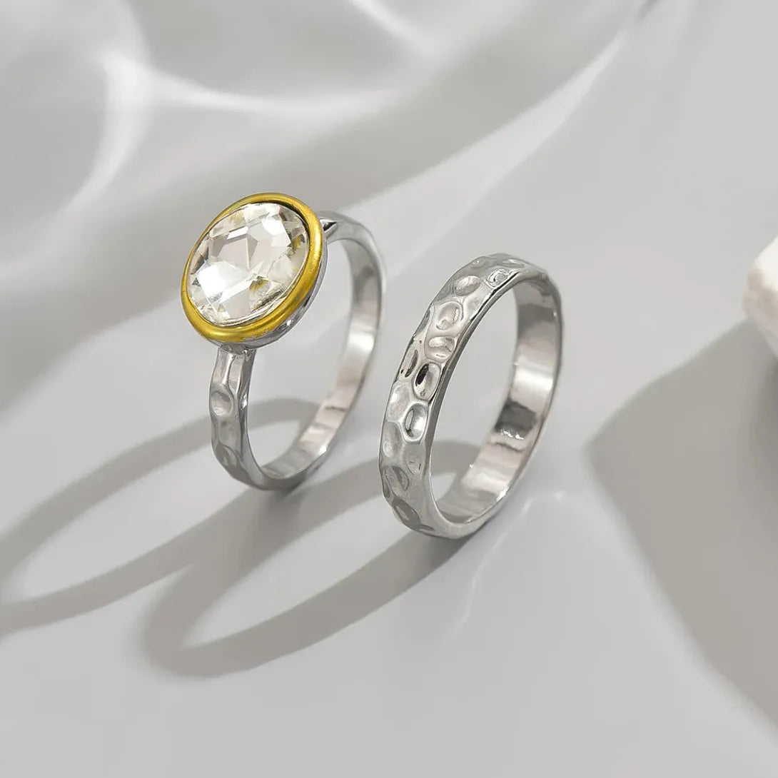 Fashion Two-Piece Zinc Alloy Ring & Bracelet Set with Cubic Zirconia Stone