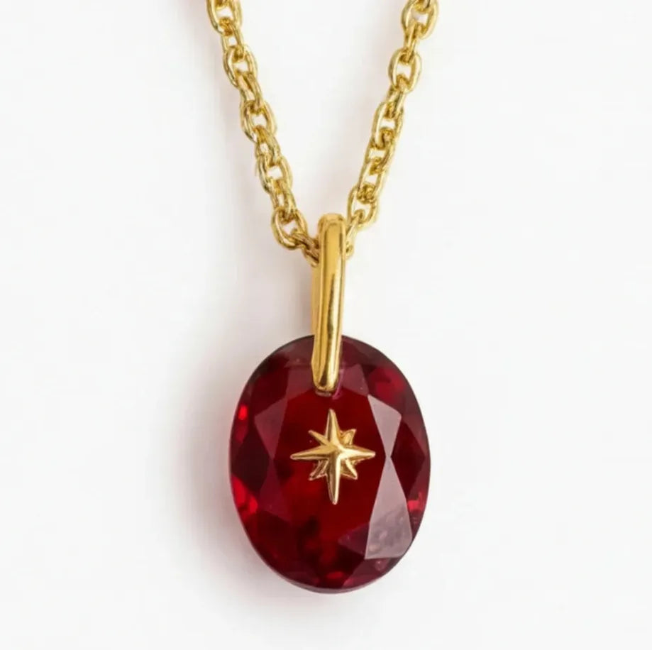 Multi-color Crystal Zircon Oval Pendant Necklace for Women Stainless Steel Jewelry