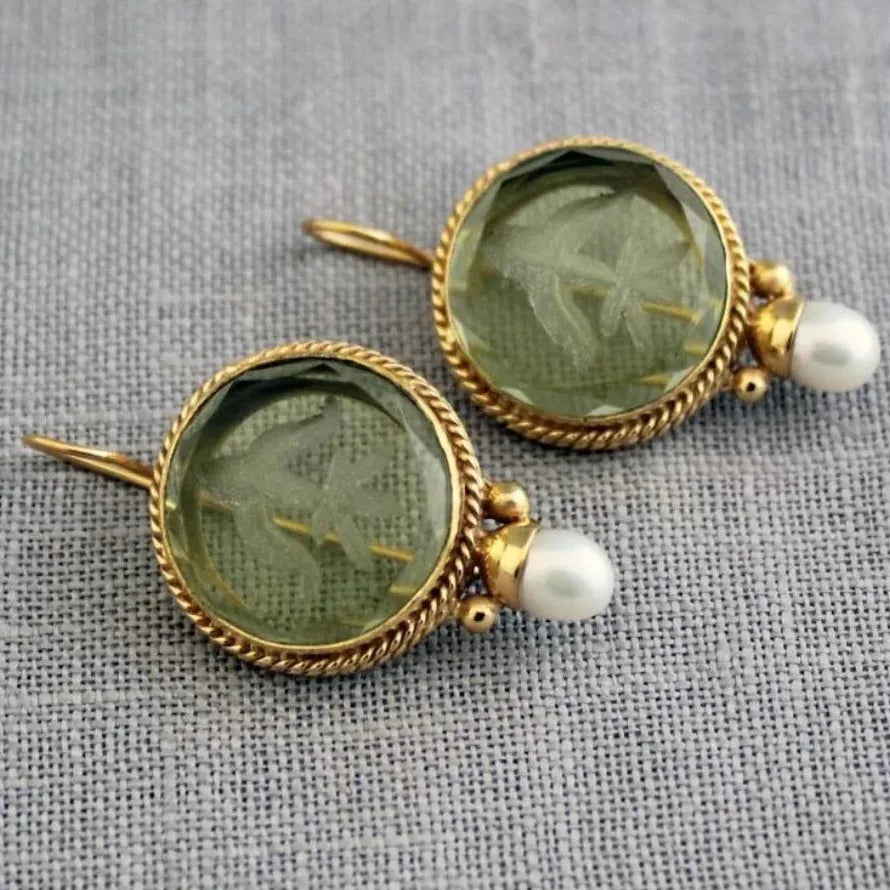 Elegant Vintage Geometric Pearl Drop Earrings Women Zinc Alloy Bridal Jewelry Gift