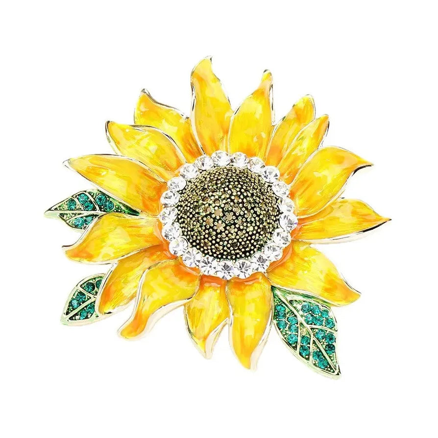 Vintage Sunflower Brooch for Wedding Party Gift Women & Men