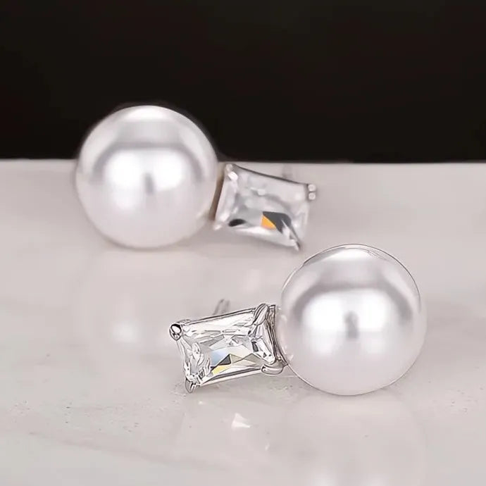 Silver Color Imitation Pearl Drop Earrings for Wedding Party Brass Alloy Jewelry