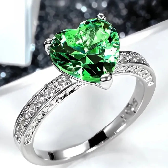 Luxury Women’s Heart Solitaire Engagement Ring AAA Pink Cubic Zirconia Brass Wedding Band Gift