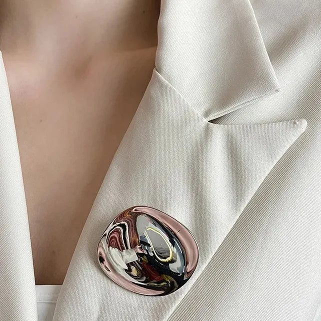 Minimalist Geometric Zinc Alloy Round Brooch Pin Unisex Jewelry
