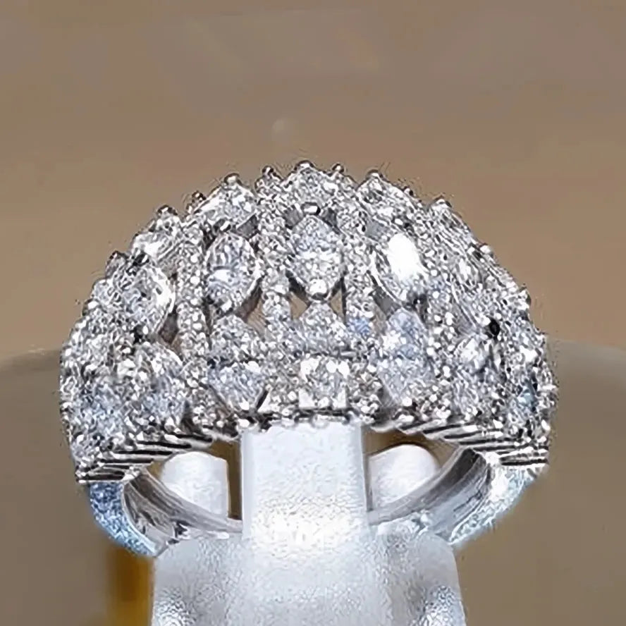 Bridal Wedding Rings for Women Full Paved Shiny CZ Stone Silver Color Fashion Luxury Jewelry