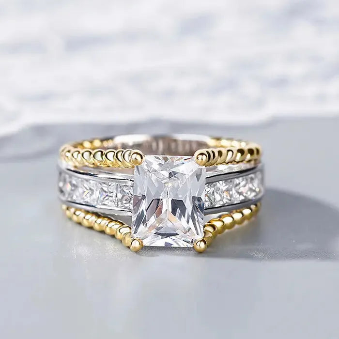 Creative Simple Zinc Alloy and Glass Fashion Ring for Women European American Style