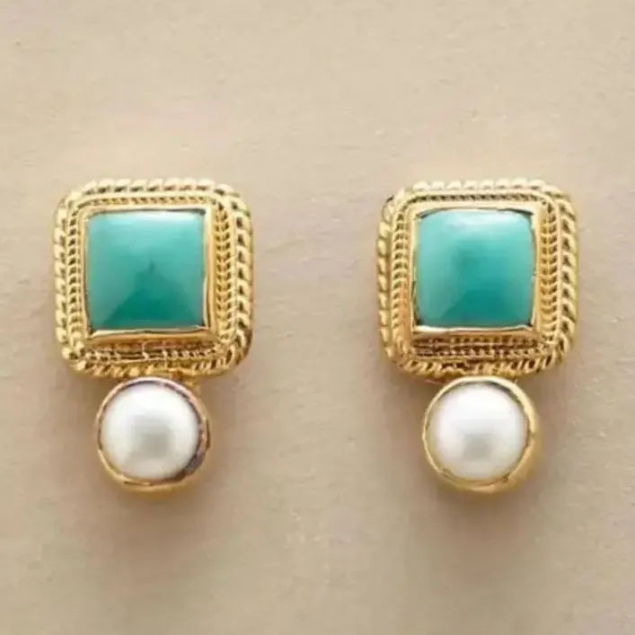 Bohemian Turquoise Pendant Earrings for Women Vintage Zinc Alloy Jewelry