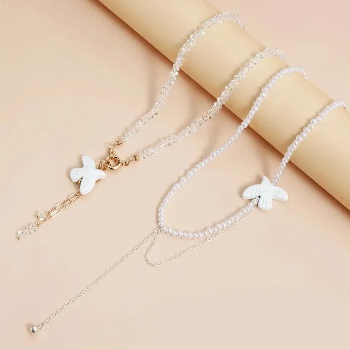 Peace Dove Resin Jewelry Set for Women Necklace Earrings Bracelet Crystal Pendant