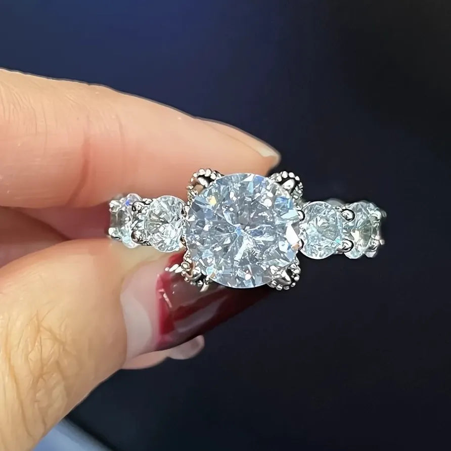 Geometric Women’s Ring Silver Gold Color Cubic Zirconia Wedding Jewelry