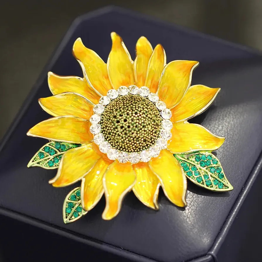 Vintage Sunflower Brooch for Wedding Party Gift Women & Men