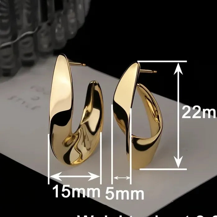Minimalist Geometric Irregular Metal Hoop Earrings for Women Brass Jewelry