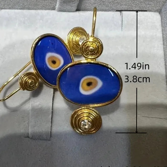Devil's Eye Enamel Dangle Earrings Gold Plated Zinc Alloy Retro Style Gift