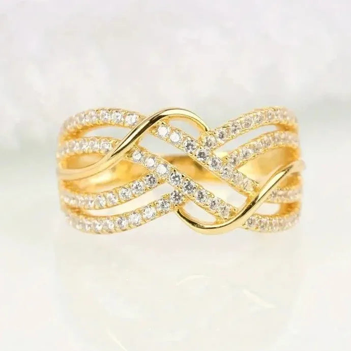 European American Full Diamond Female Ring Zinc Alloy Fashion Classic Style