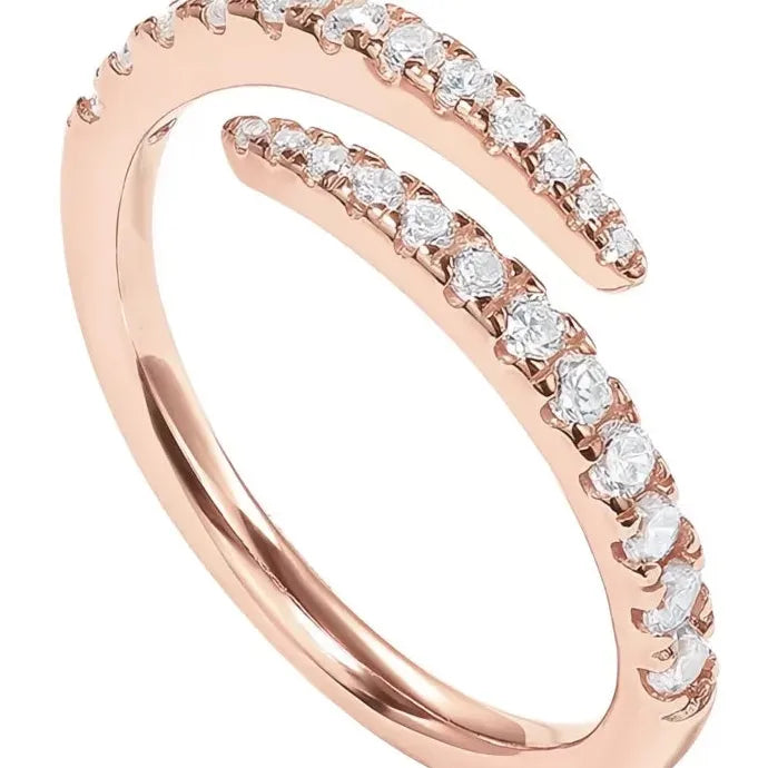 Stylish Women’s Opening Ring with Shiny Cubic Zirconia Brass Jewelry