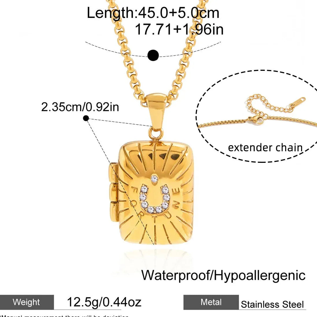 Vintage Openable Photo Frame Locket Pendant Necklace for Women 18K Gold Plated Stainless Steel Jewelry Gift