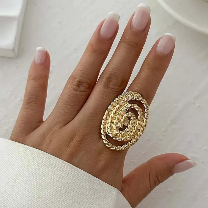 Vintage Gothic Large Metal Starfish Flower Adjustable Ring Women Trendy Jewelry