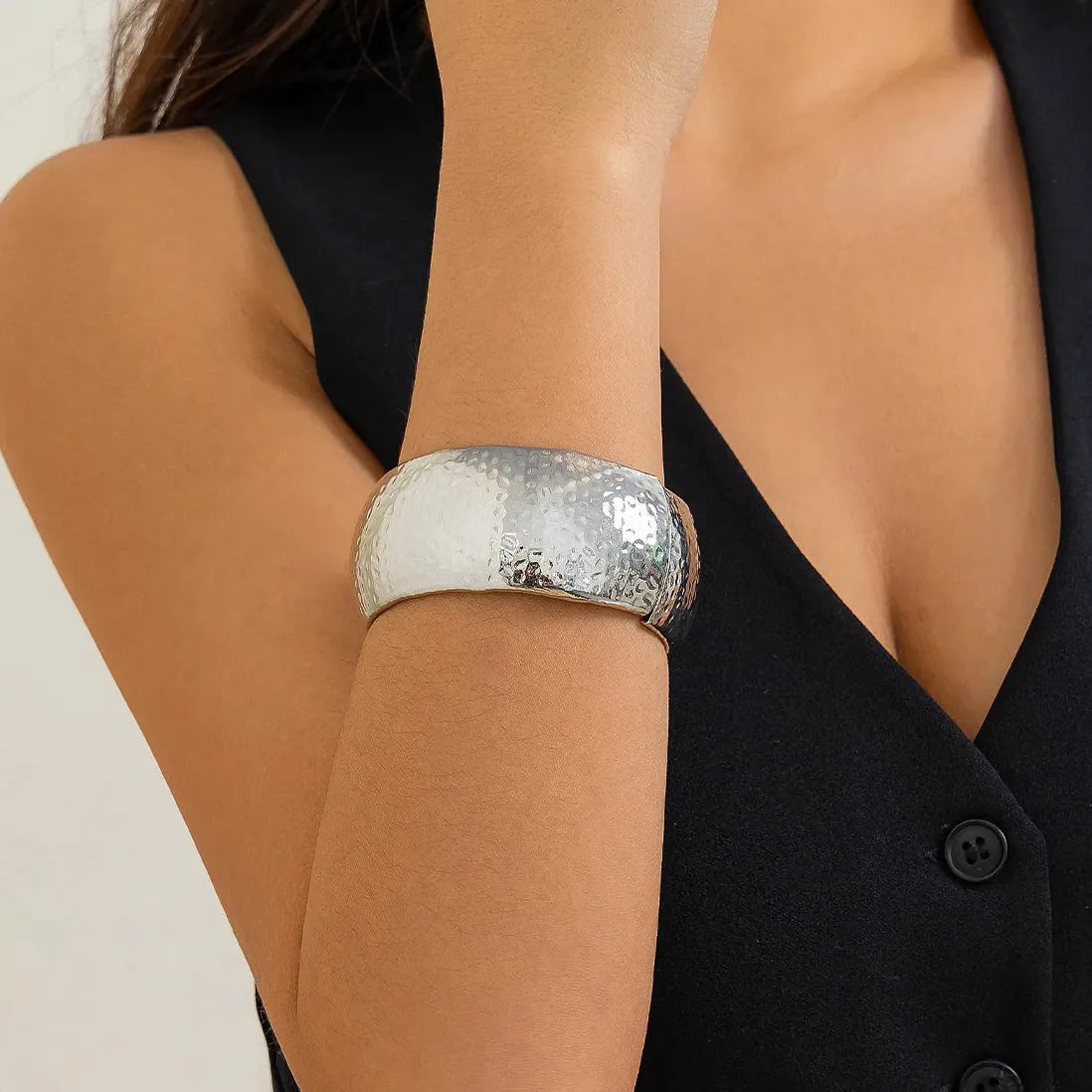 14k Gold Plated Punk Geometric Wide Adjustable Cuff Bracelet Bangle Men Women