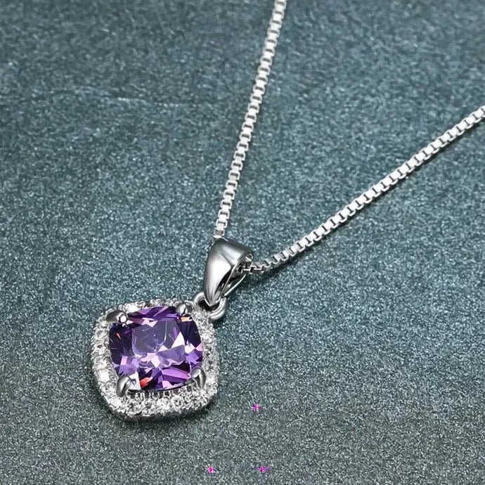 Elegant Cubic Zirconia Geometric Pendant Necklace for Women Wedding Copper Alloy