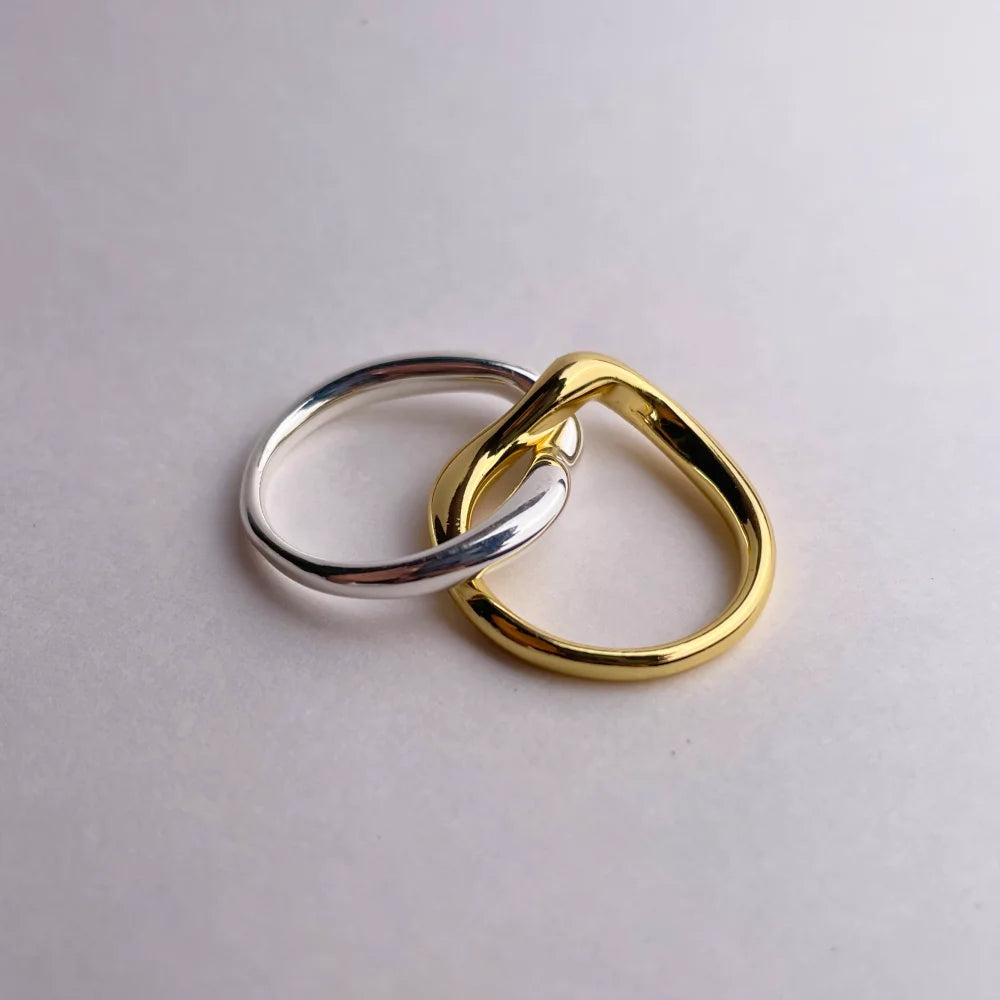Stainless Steel Double Layered Minimalist Wedding Rings for Women Waterproof