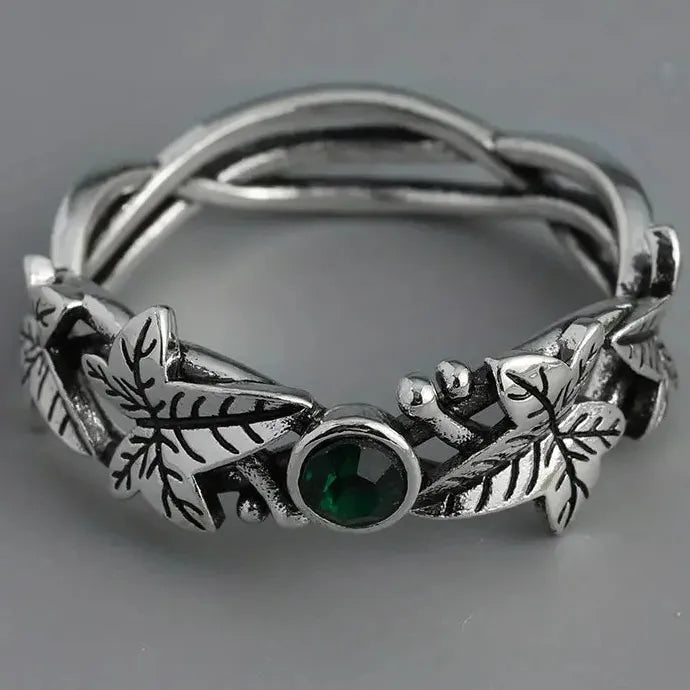 Retro Leaf Ivy Ring Women Acrylic Zinc Alloy European American Style