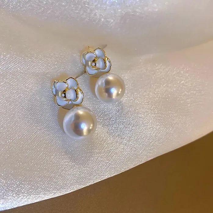 French Elegant Copper Alloy Bowknot Pearl Pendant Drop Earrings 2024 Jewelry Women