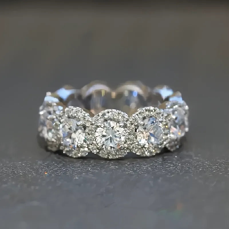 Sparkling Cubic Zirconia Promise Rings for Women Wedding Engagement Bands Silver Color Fashion Jewelry