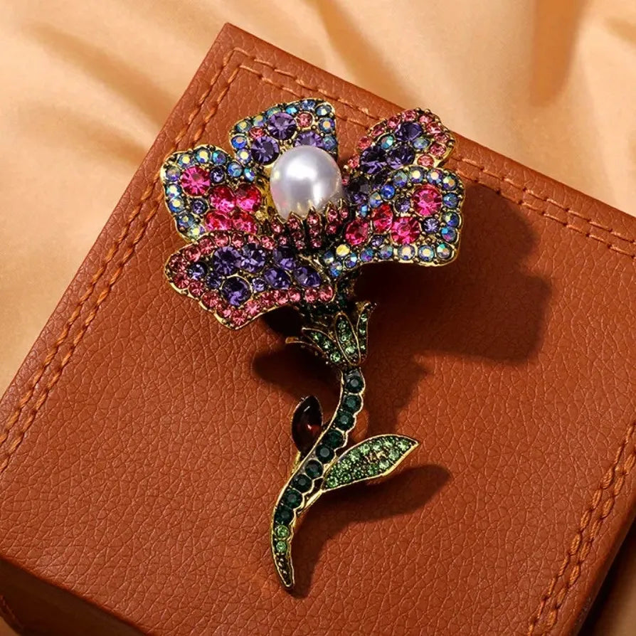 Classic Heavy Duty Flower Brooch Pin for Men and Women