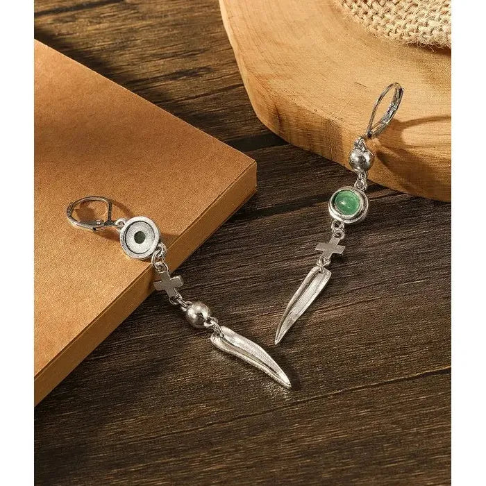 Vintage Silver Zinc Alloy Long Chain Tassel Star Shaped Drop Earrings Gift