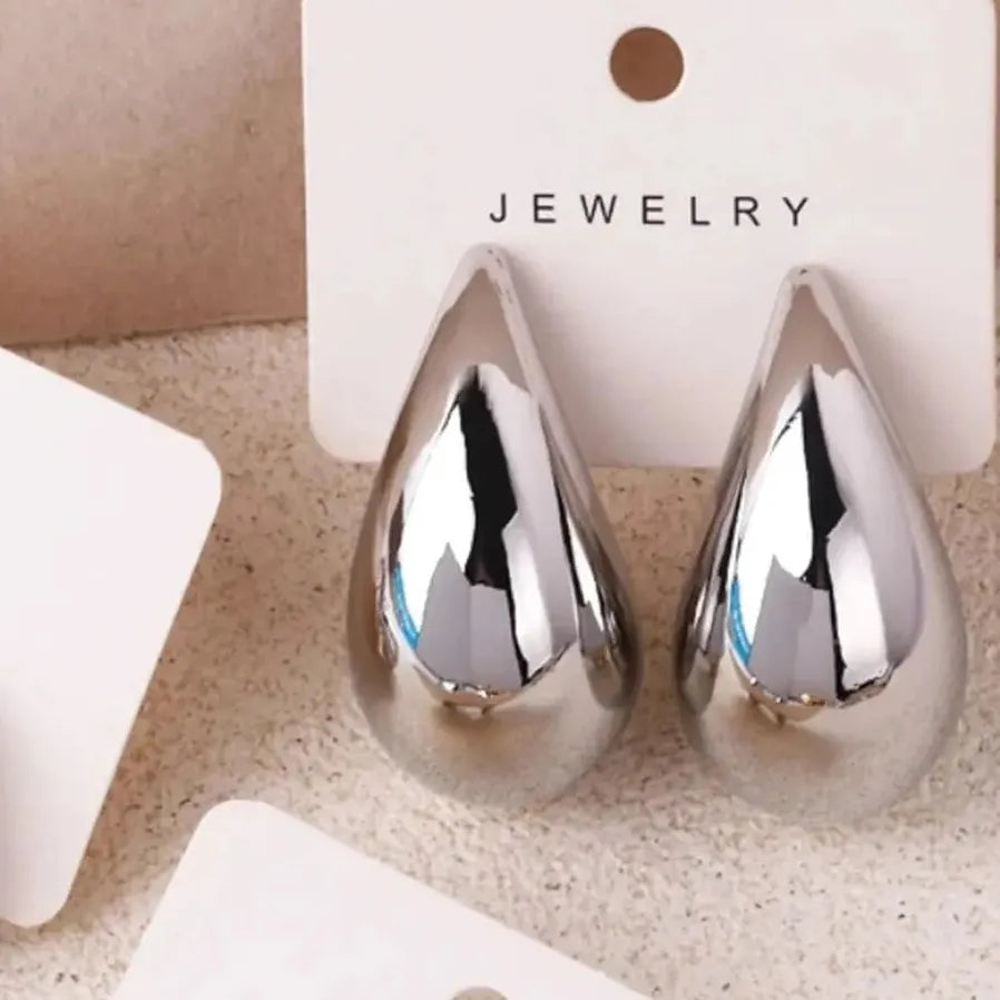 Gold Water Drop Acrylic Stud Earrings for Women 3 Sizes Silver Post