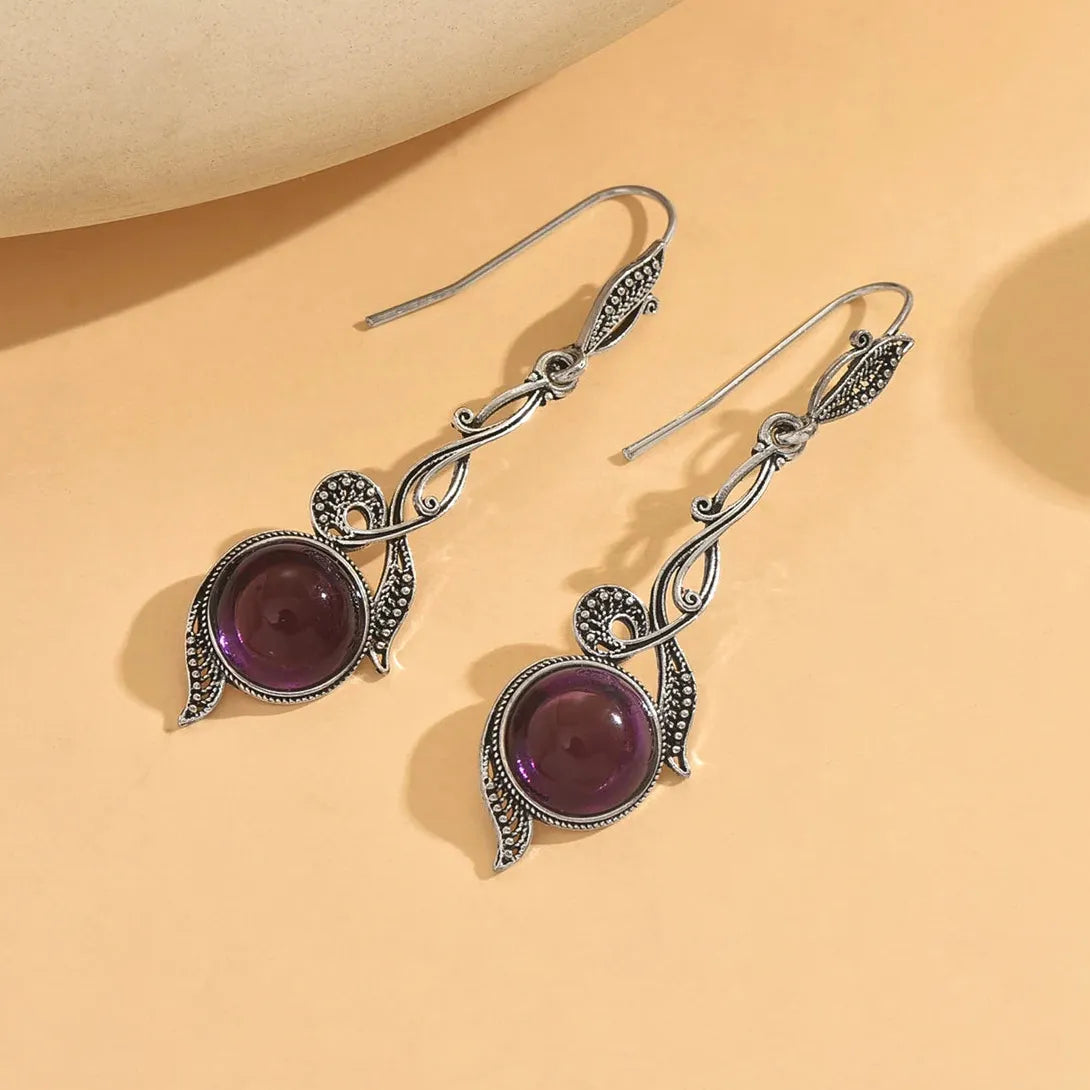 Elegant Retro Purple Imitation Crystal Drop Earrings Zinc Alloy Women’s Jewelry