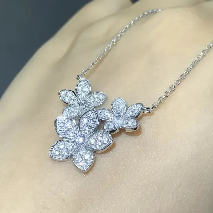 Flower Pendant Necklace with Cubic Zirconia Wedding Jewelry for Women