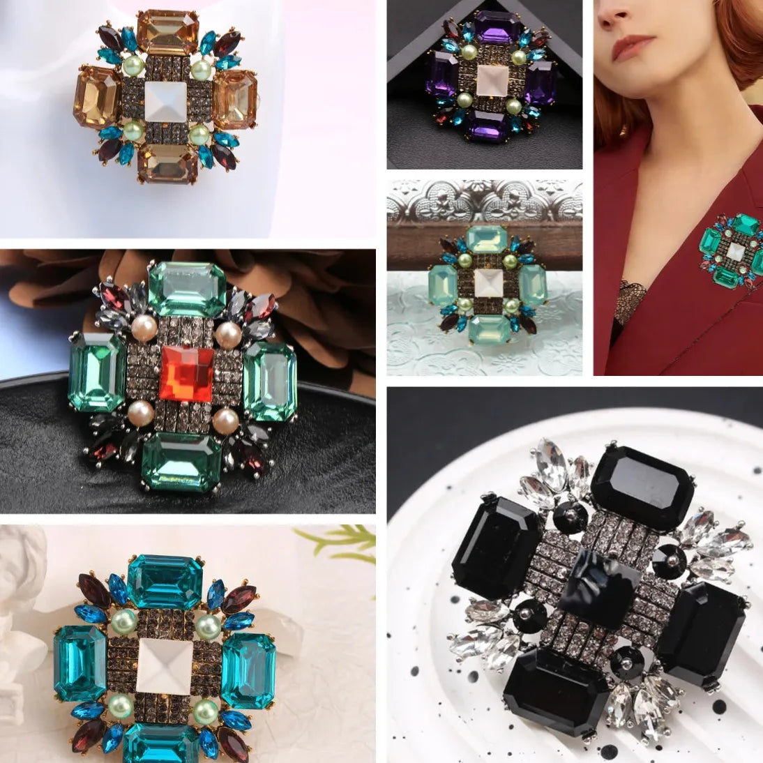 Elegant Classic Cross Flower Brooch Pin Jewelry Gift for Men Women