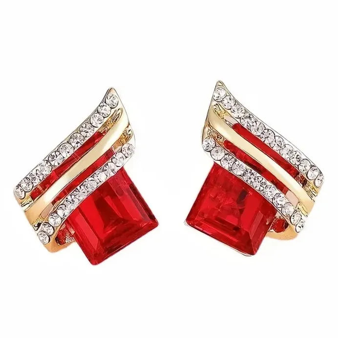 Geometric Cubic Zirconia Stud Earrings for Women Wedding Jewelry Gifts
