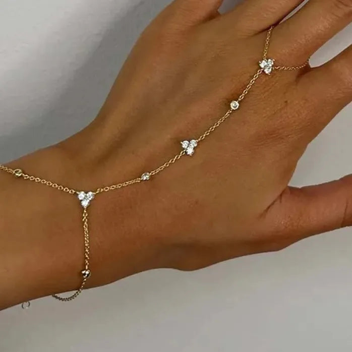 2026 Luxury Rhinestone Flower Crystal Adjustable Copper Bracelet for Women Girls