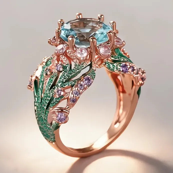 Plant-Inspired Engagement Ring with Sparkling Cubic Zirconia Gift