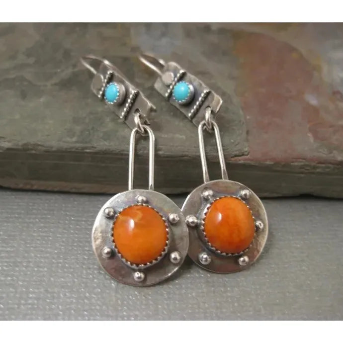 Silver Water Drop Dangle Earrings with Natural Stone for Women Bridal Wedding Gifts