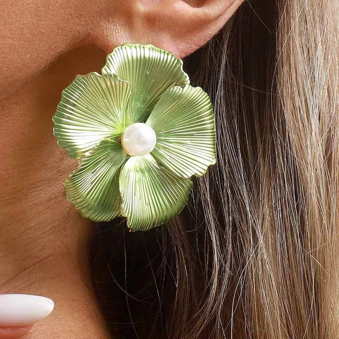 Colorful Floral Drop Earrings for Women Zinc Alloy Jewelry Gift