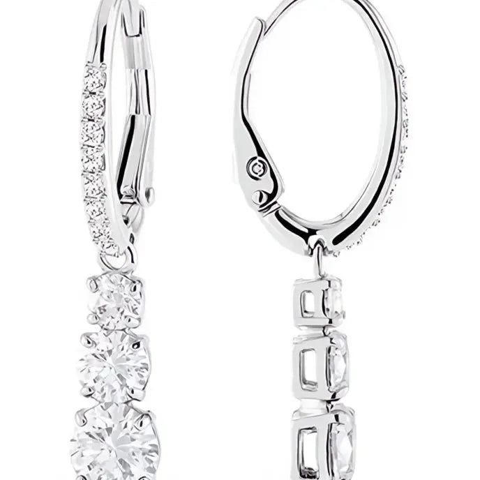 Elegant Silver Cubic Zirconia Geometric Drop Earrings for Women Engagement Jewelry Gifts