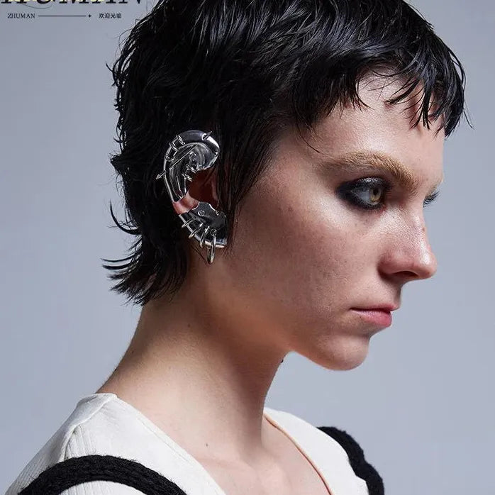2025 Cyberpunk Skeleton Clip Earrings Copper Alloy Unisex Punk Jewelry Gift