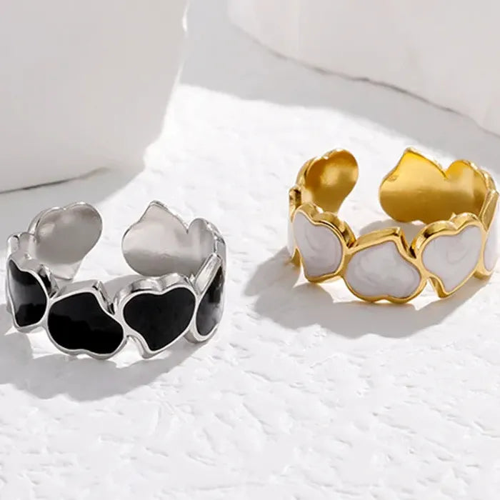 Adjustable Vintage White Dripping Oil Geometric Ring for Women 2023 Trendy Jewelry