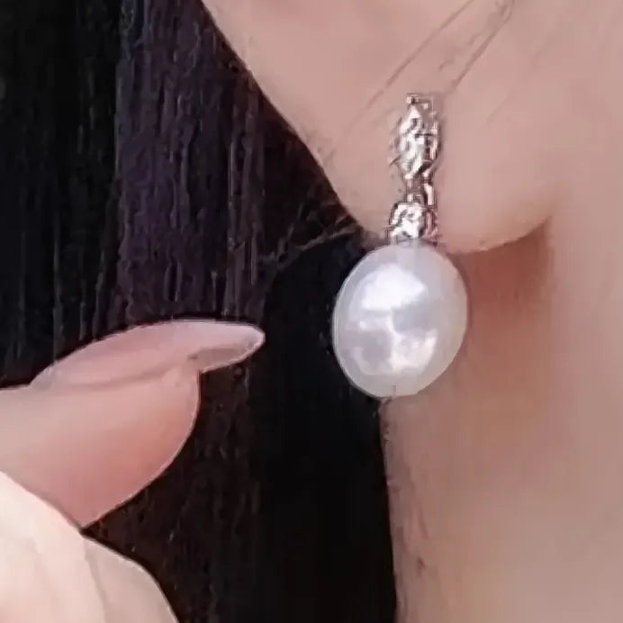 Simulated Pearl Drop Earrings for Women Wedding Engagement Cubic Zirconia