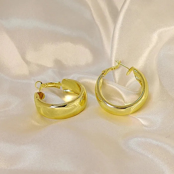 Large Luxury Copper Geometric Matte Hoop Earrings for Women