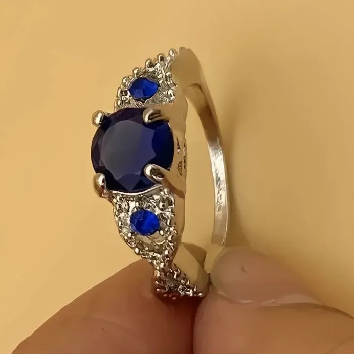 Dainty Blue Cubic Zirconia Wedding Rings Creative Fashion Jewelry
